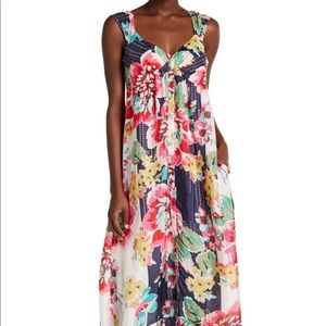 Johnny Was silk floral button up maxi dress